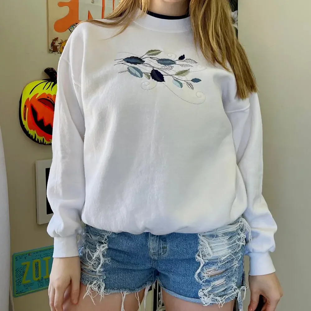 Vintage 1980s Top Stitch by Morning Sun White Crewneck Sweatshirt Size Large